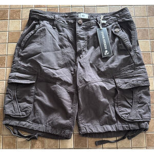 Men's FOUR STEEDS Dark Grey Cargo Shorts Waist 32